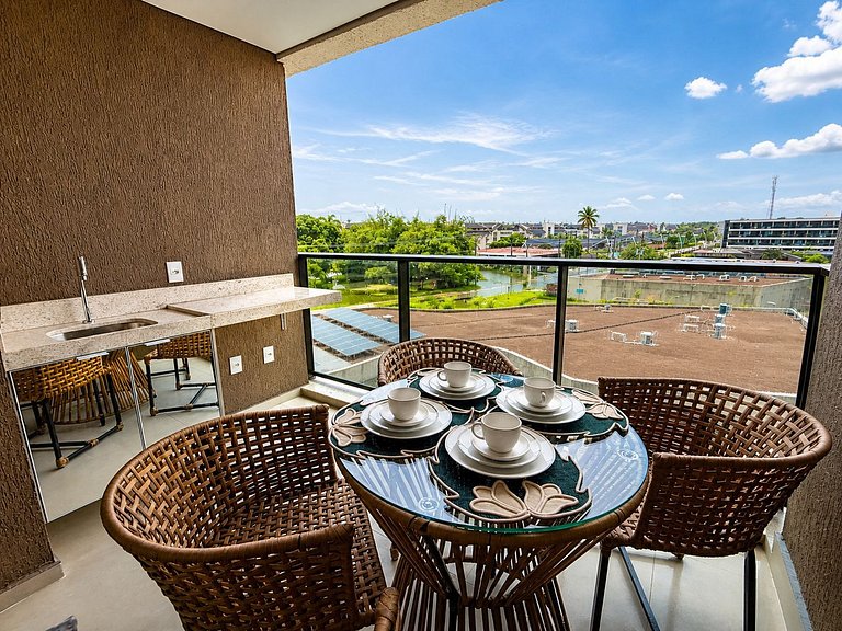 Studio Muro Alto | Resort com lazer completo