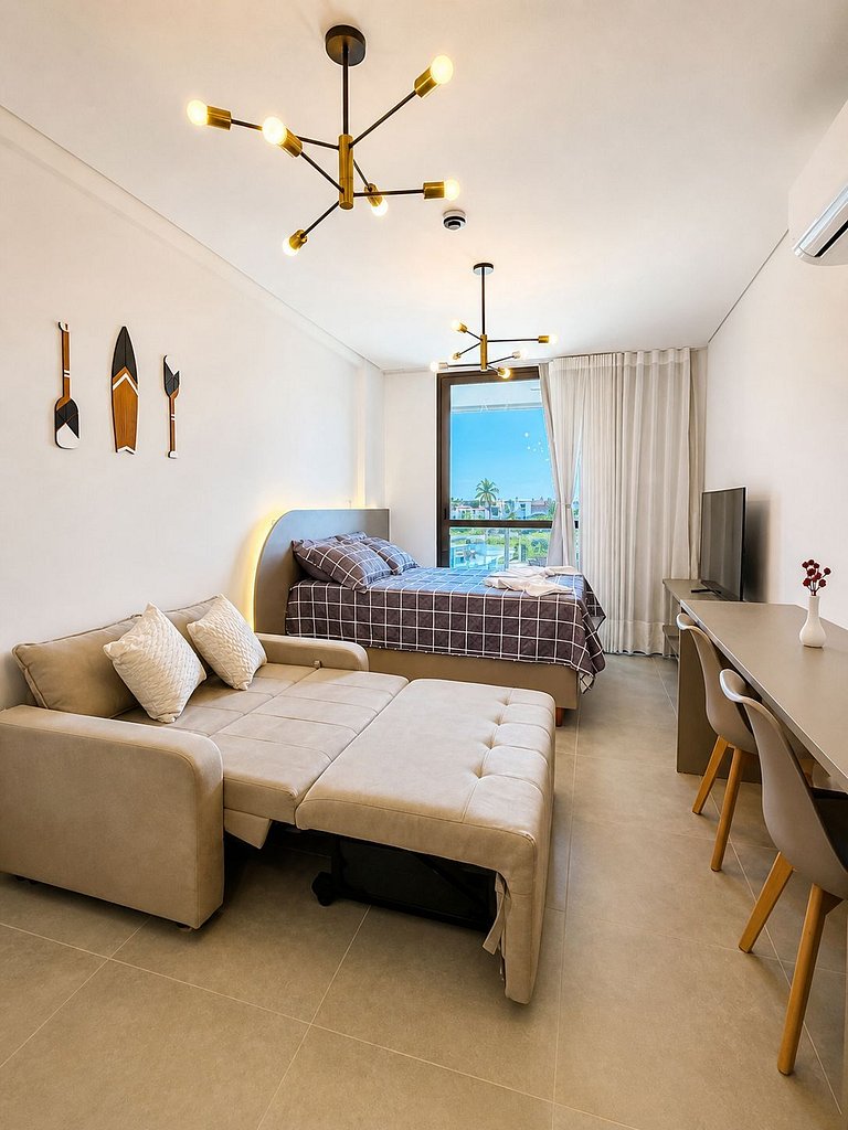 Studio Muro Alto | Resort com lazer completo