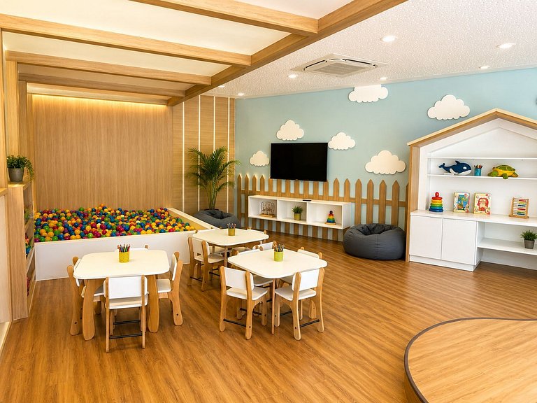 Studio Muro Alto | Resort com lazer completo