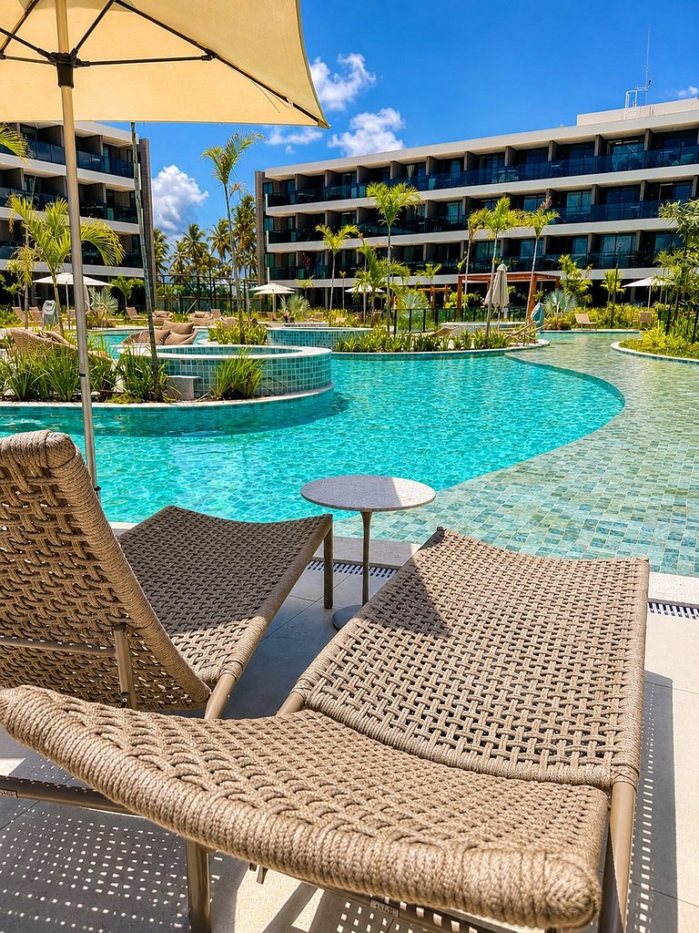 Studio Muro Alto | Resort com lazer completo